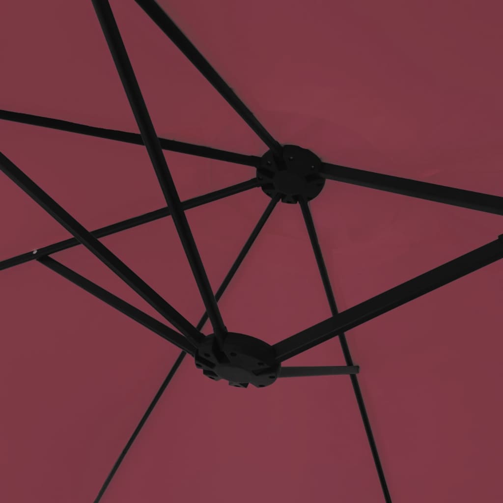 Double-Head Garden Parasol With Leds Bordeaux 449X265 Cm