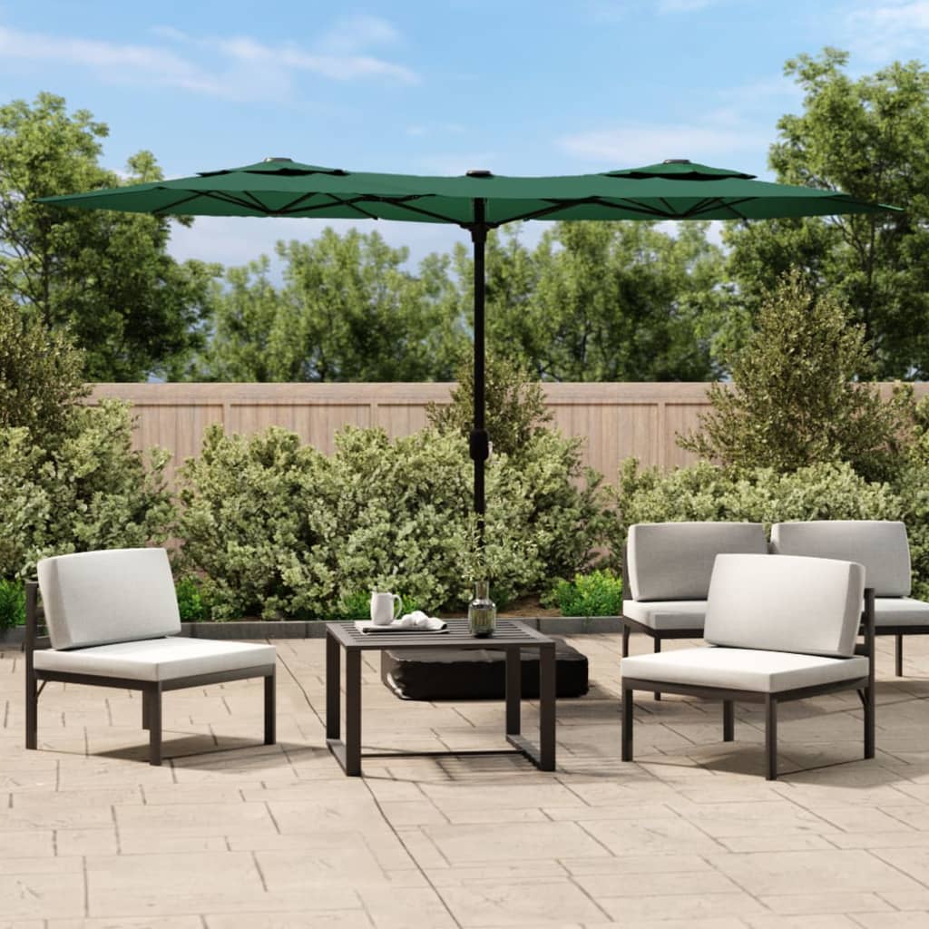 Double-Head Garden Parasol With Leds 316X145 Cm