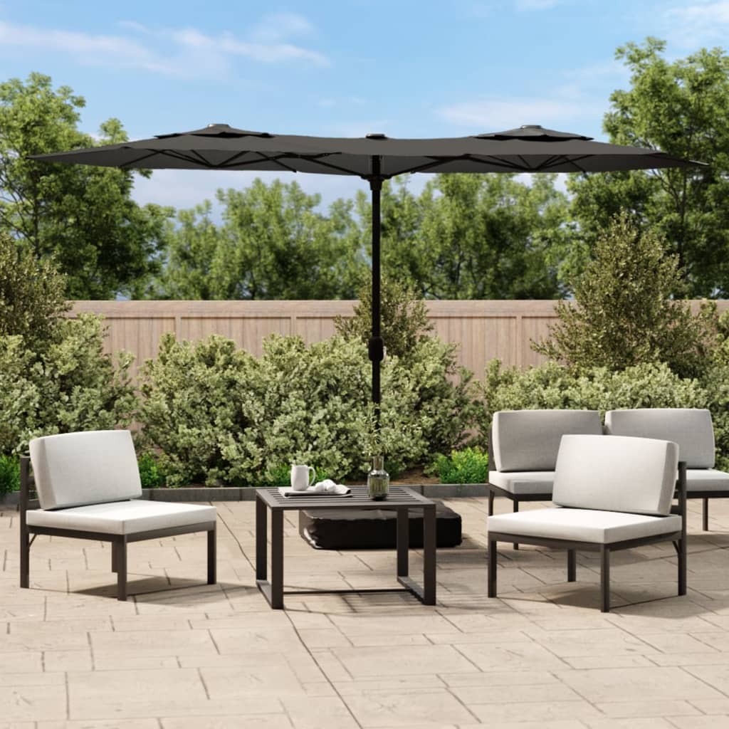 Double-Head Garden Parasol With Leds 316X145 Cm