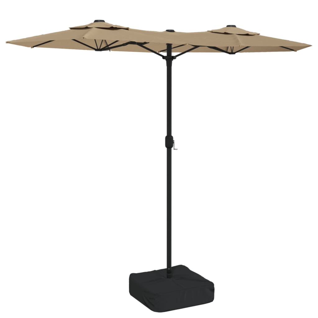 Double-Head Garden Parasol With Leds 316X145 Cm
