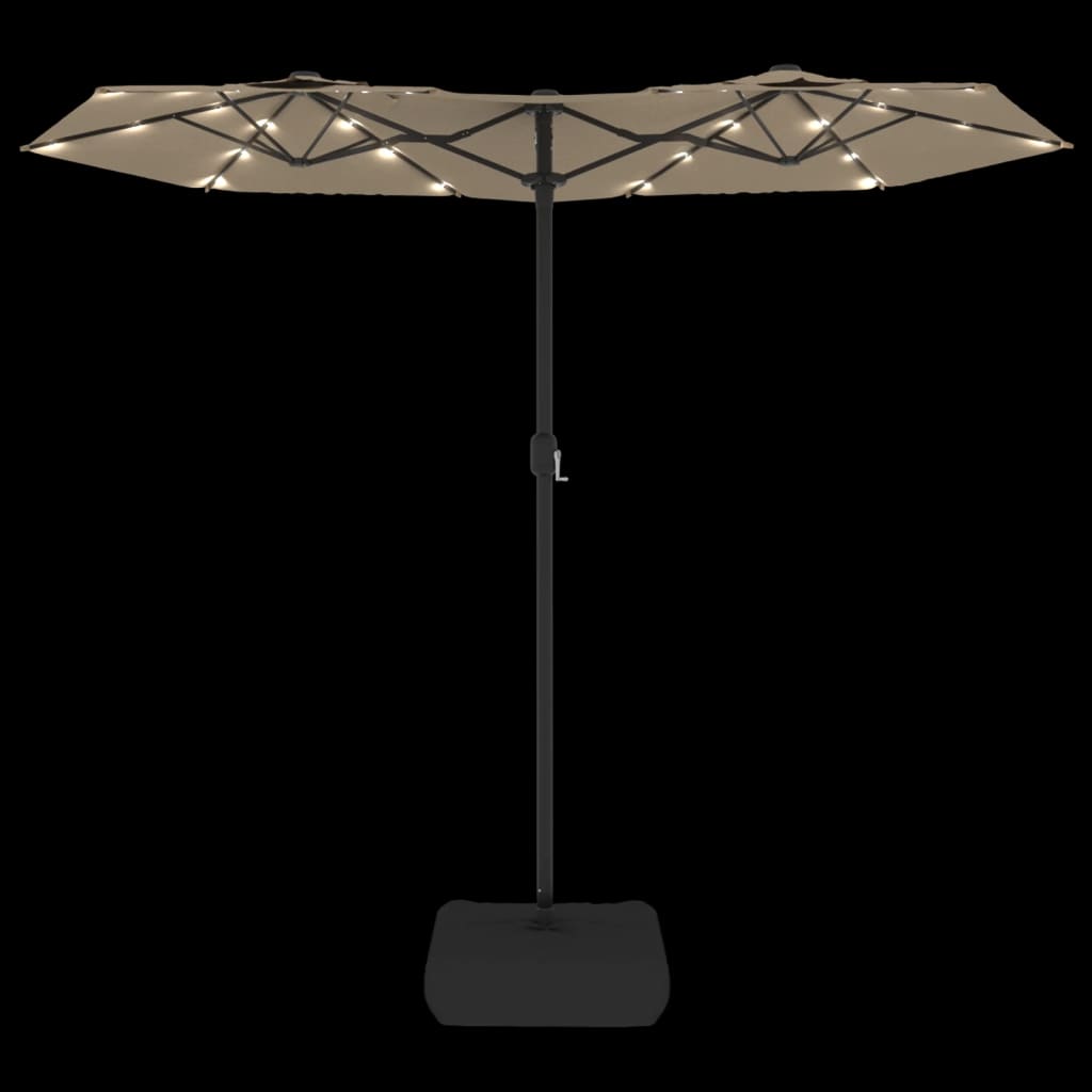 Double-Head Garden Parasol With Leds 316X145 Cm