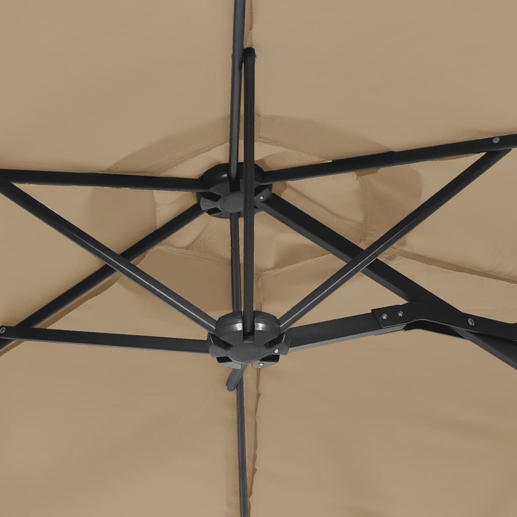 Double-Head Garden Parasol With Leds 316X145 Cm