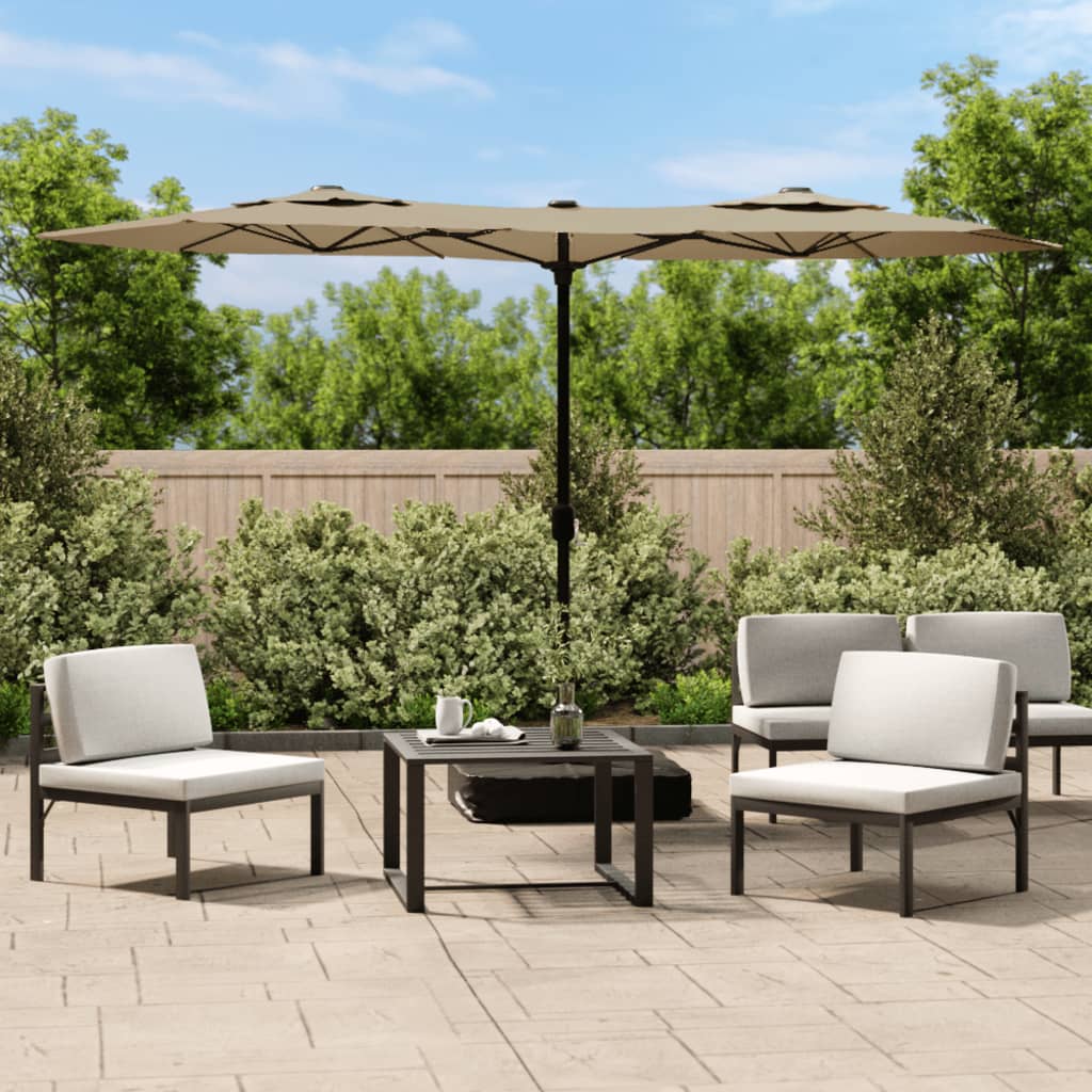 Double-Head Garden Parasol With Leds 316X145 Cm