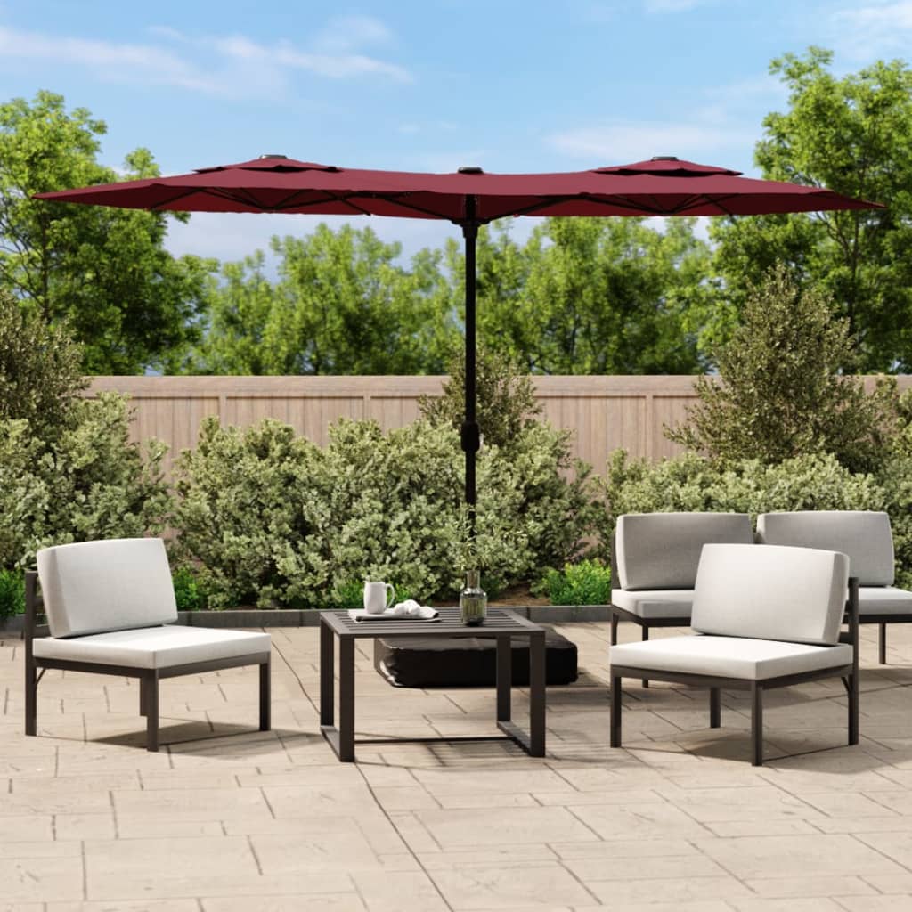 Double-Head Garden Parasol With Leds 316X145 Cm