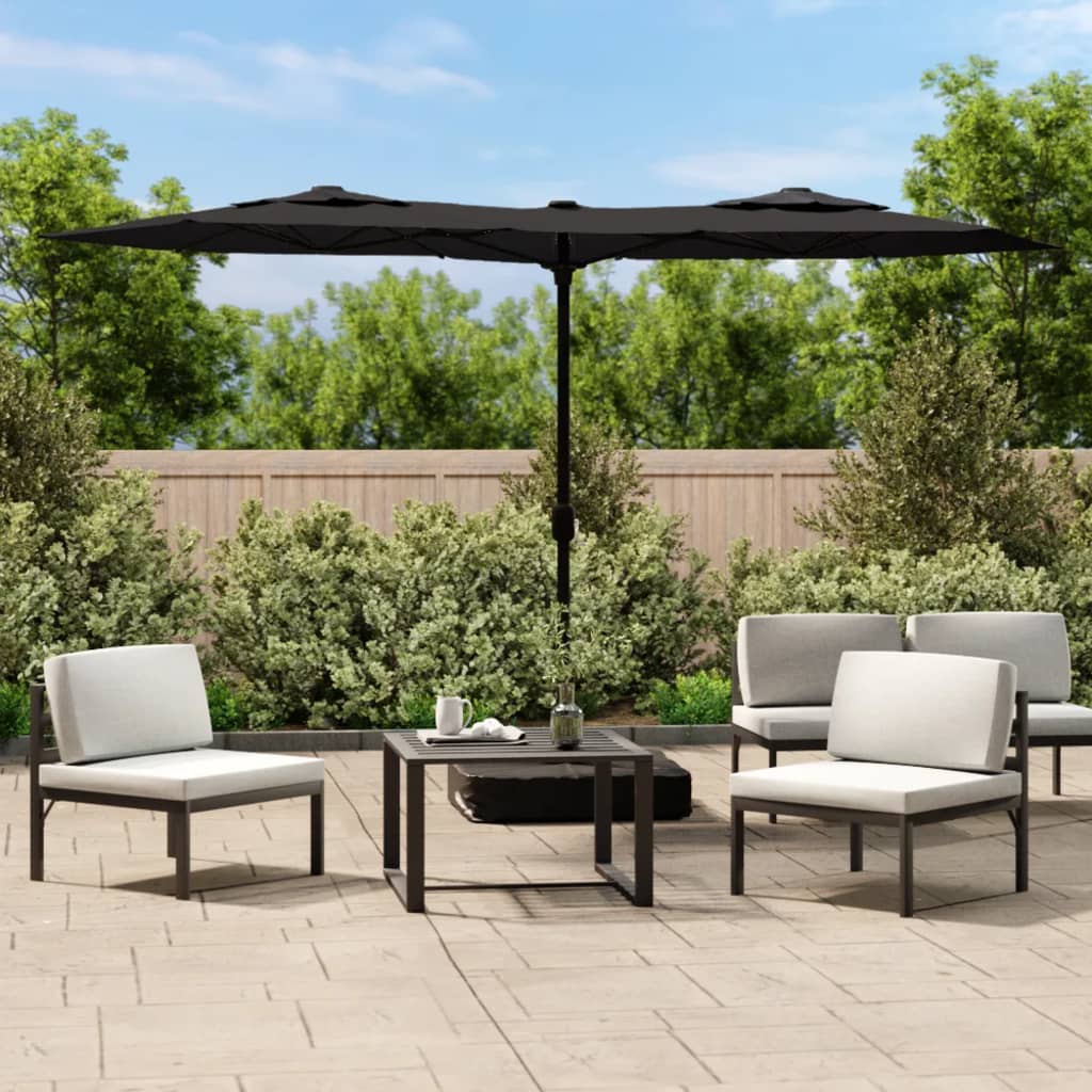 Double-Head Garden Parasol With Leds 316X145 Cm