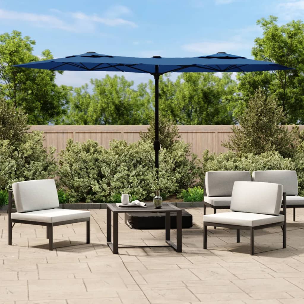 Double-Head Garden Parasol With Leds 316X145 Cm