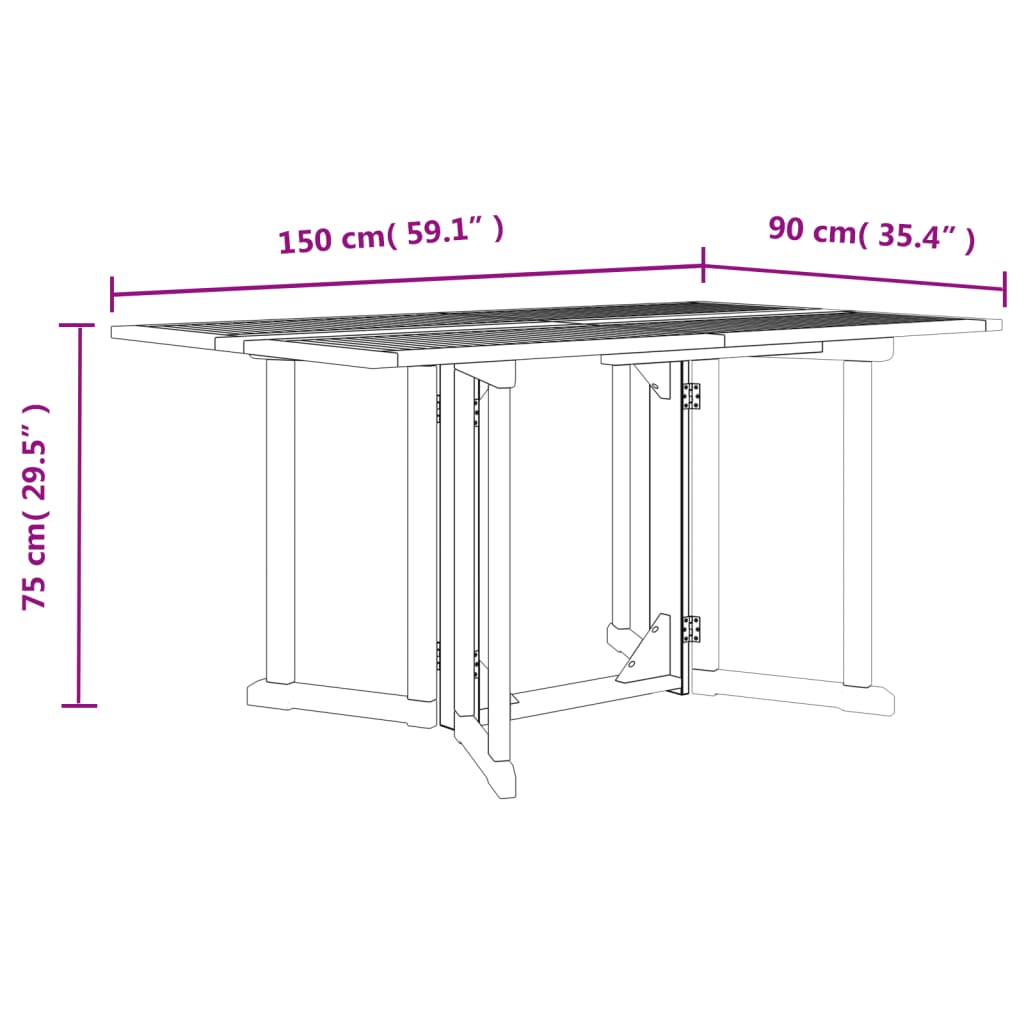 Outdoor Table Folding Butterfly Garden Solid Wood Teak 120 x 70 x 75 cm Foldable
