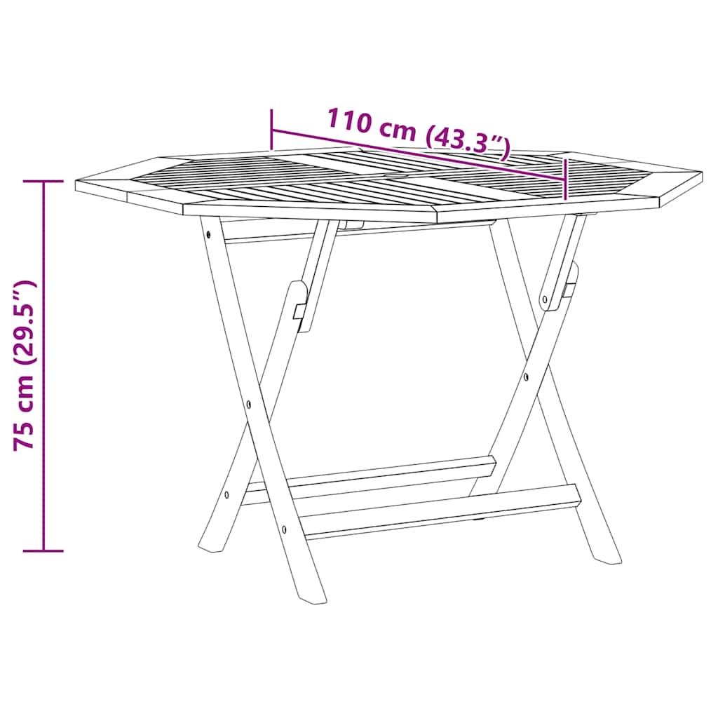 Folding Garden Table 110X110X75 Cm Solid Wood Teak