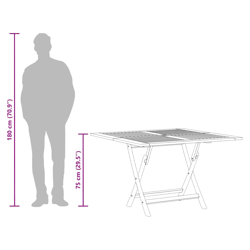 Folding Garden Table 110X110X75 Cm Solid Wood Teak
