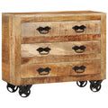 Sideboard With 3 Drawers 80X30X Solid Rough Wood Mango