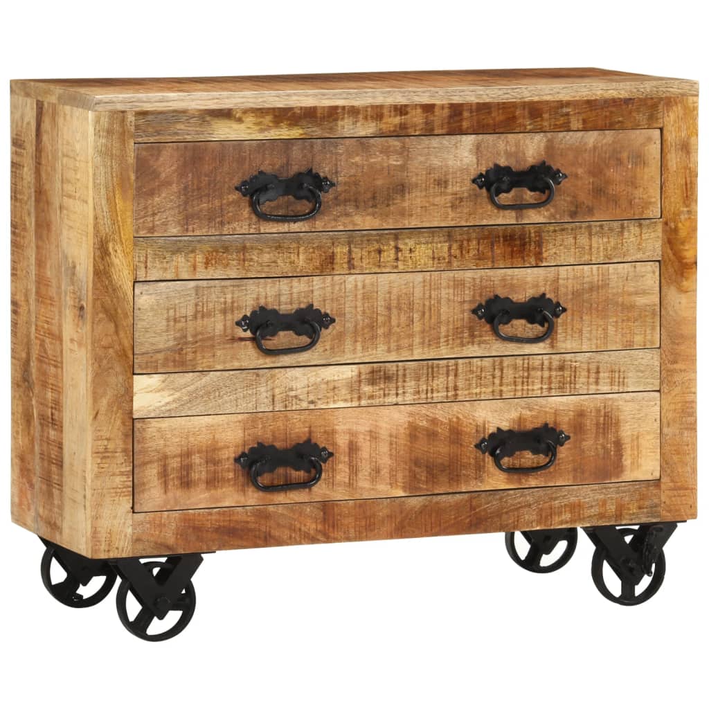Sideboard With 3 Drawers 80X30X Solid Rough Wood Mango