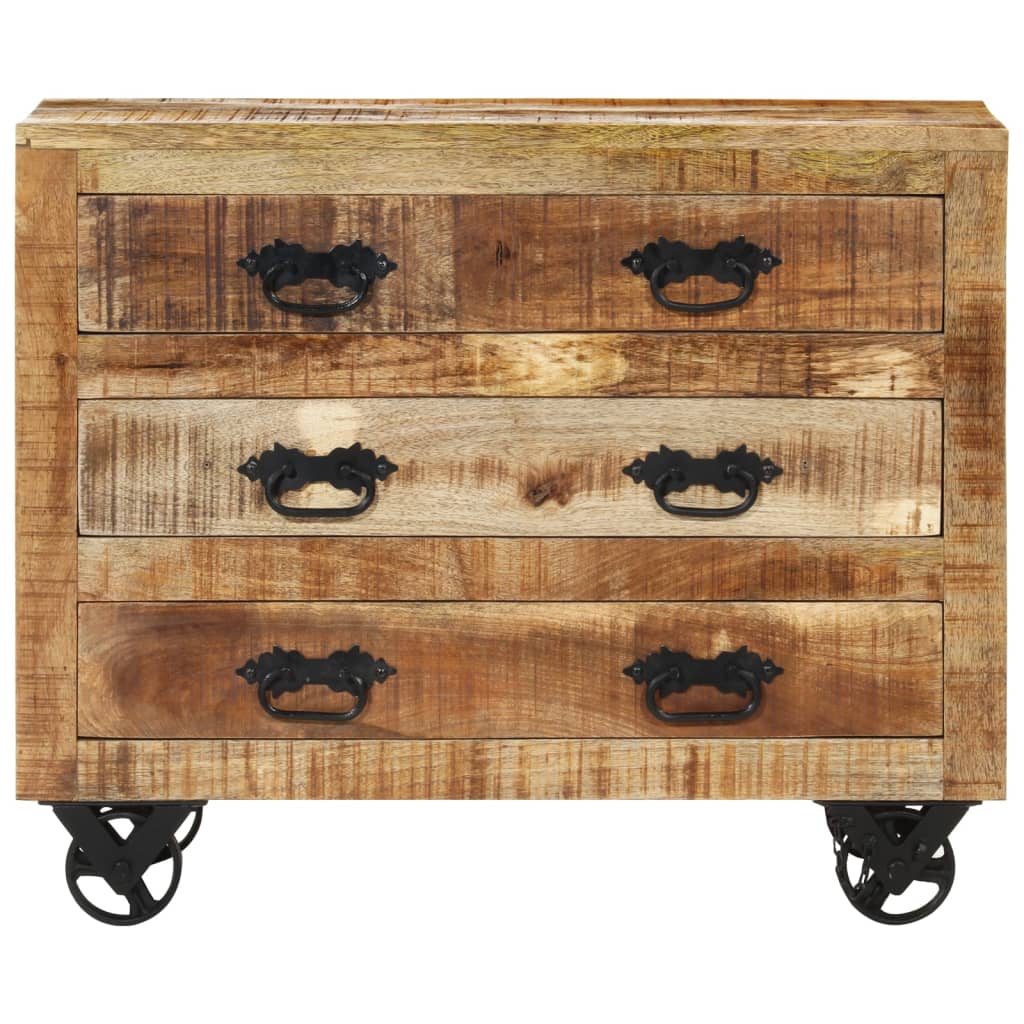Sideboard With 3 Drawers 80X30X Solid Rough Wood Mango