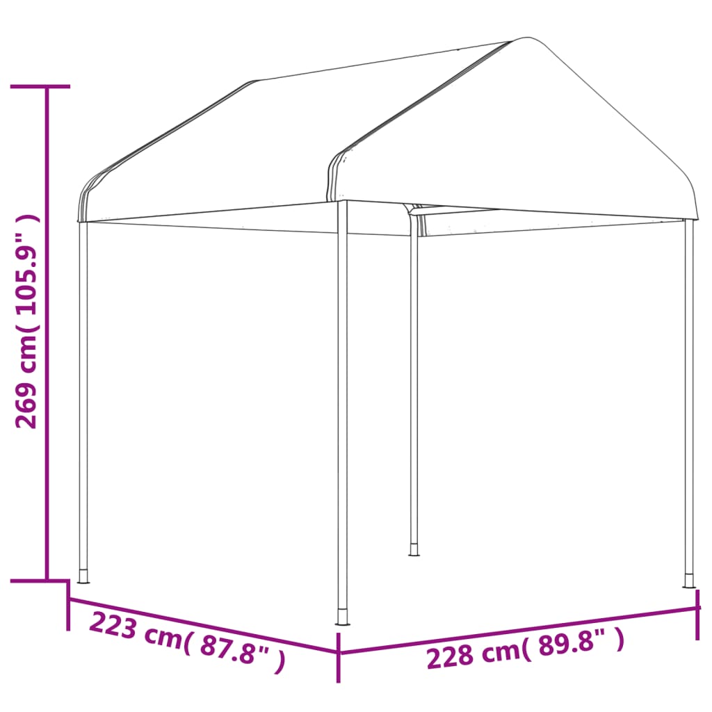 Gazebo With Roof White Polyethylene