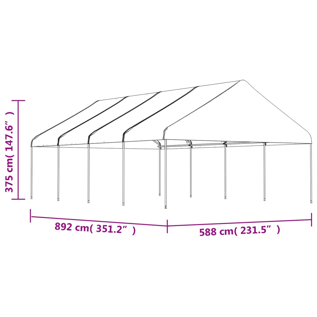 Gazebo With Roof White Polyethylene