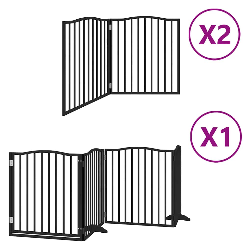 Dog Gate With Door Foldable 8 Panels 640 Cm Poplar Wood