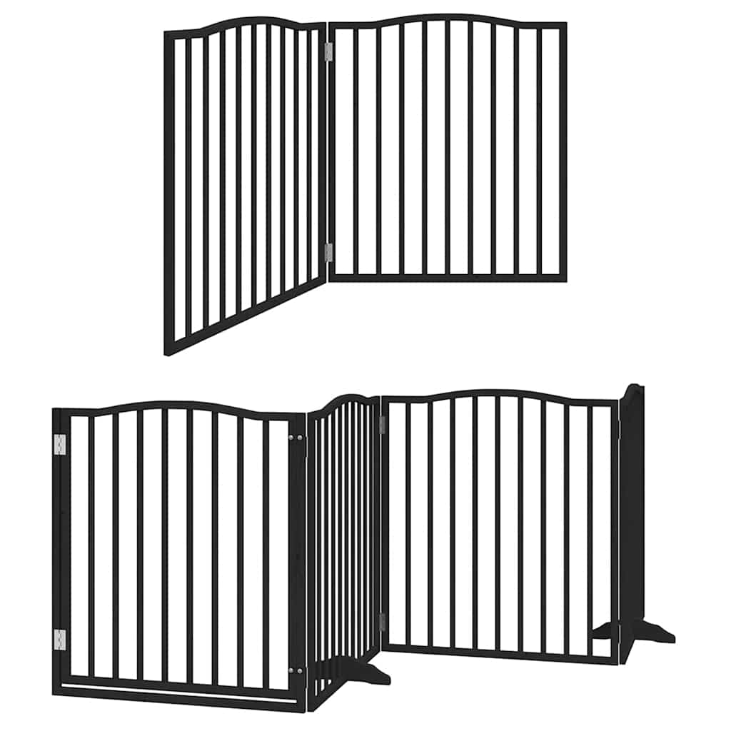 Dog Gate With Door Foldable 8 Panels 640 Cm Poplar Wood