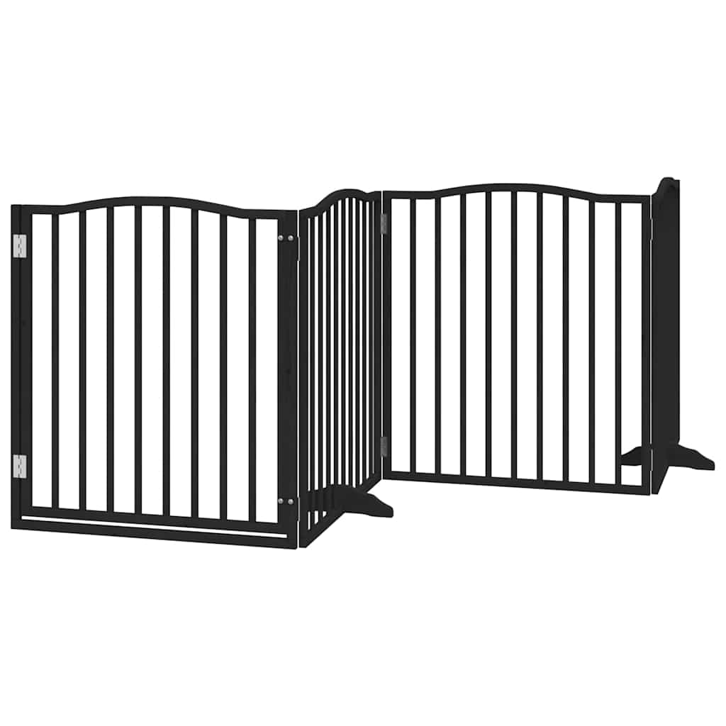 Dog Gate With Door Foldable 8 Panels 640 Cm Poplar Wood