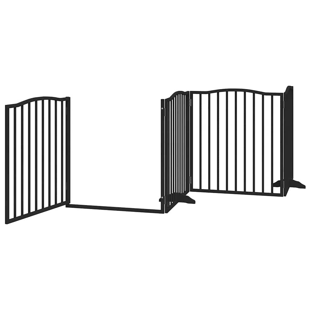 Dog Gate With Door Foldable 8 Panels 640 Cm Poplar Wood