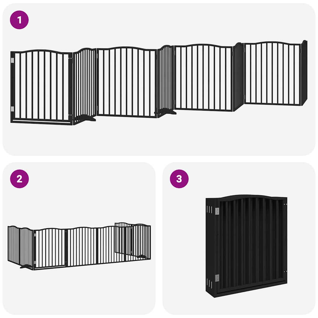 Dog Gate With Door Foldable 8 Panels 640 Cm Poplar Wood