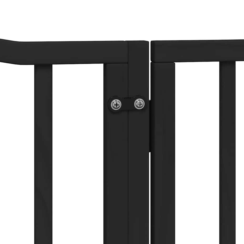 Dog Gate With Door Foldable 8 Panels 640 Cm Poplar Wood