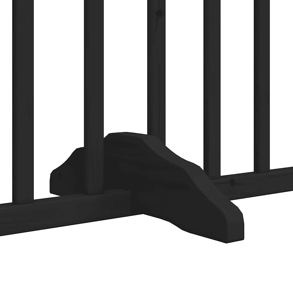 Dog Gate With Door Foldable 8 Panels 640 Cm Poplar Wood
