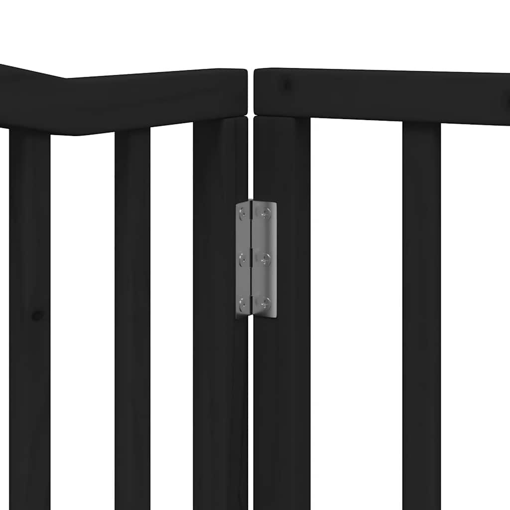 Dog Gate With Door Foldable 8 Panels 640 Cm Poplar Wood