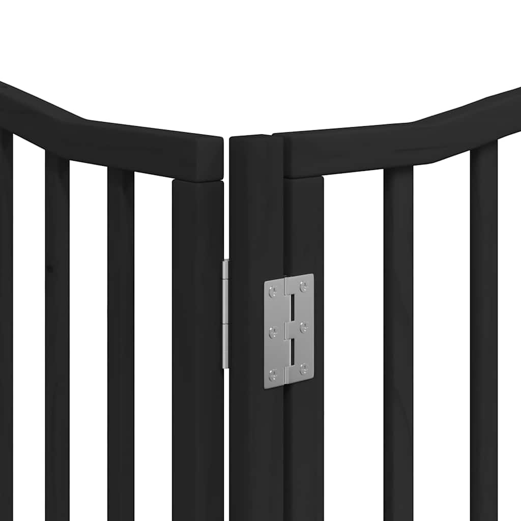 Dog Gate With Door Foldable 8 Panels 640 Cm Poplar Wood
