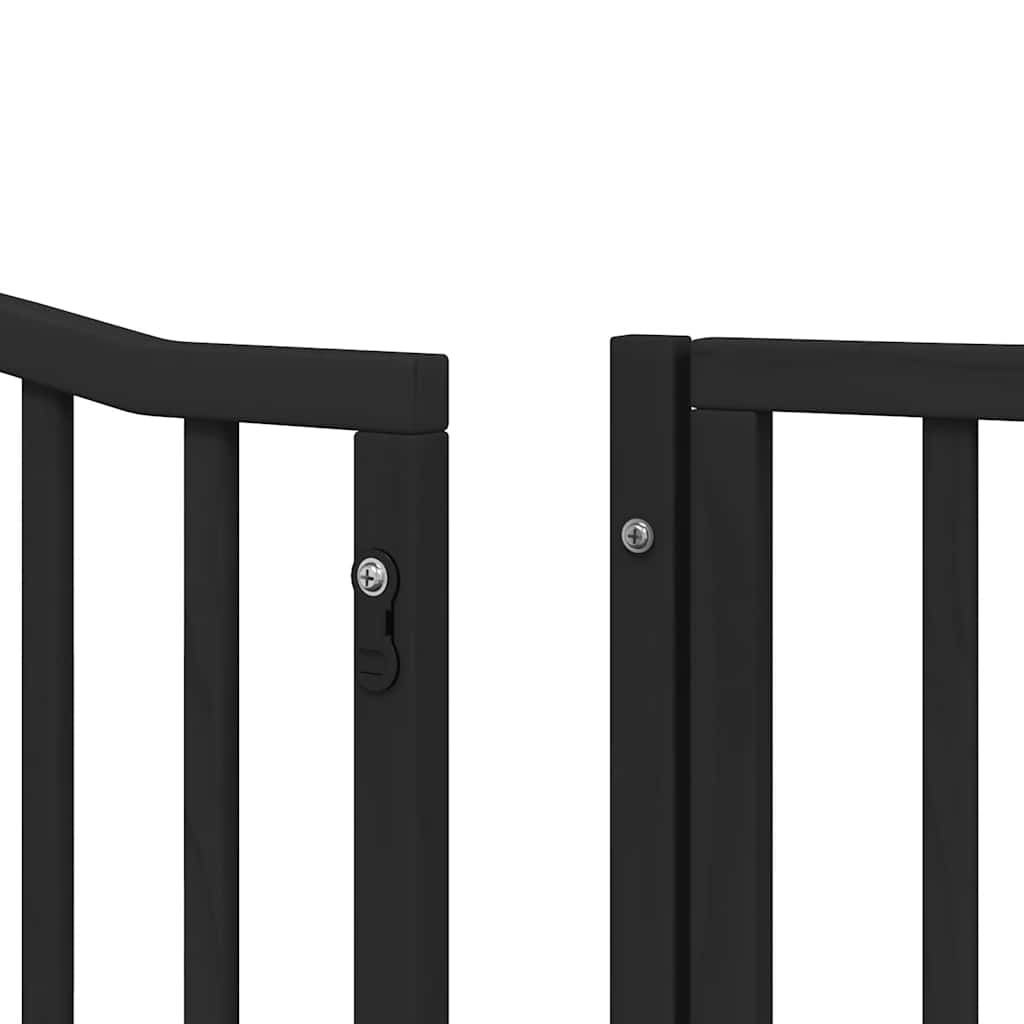 Dog Gate With Door Foldable 8 Panels 640 Cm Poplar Wood