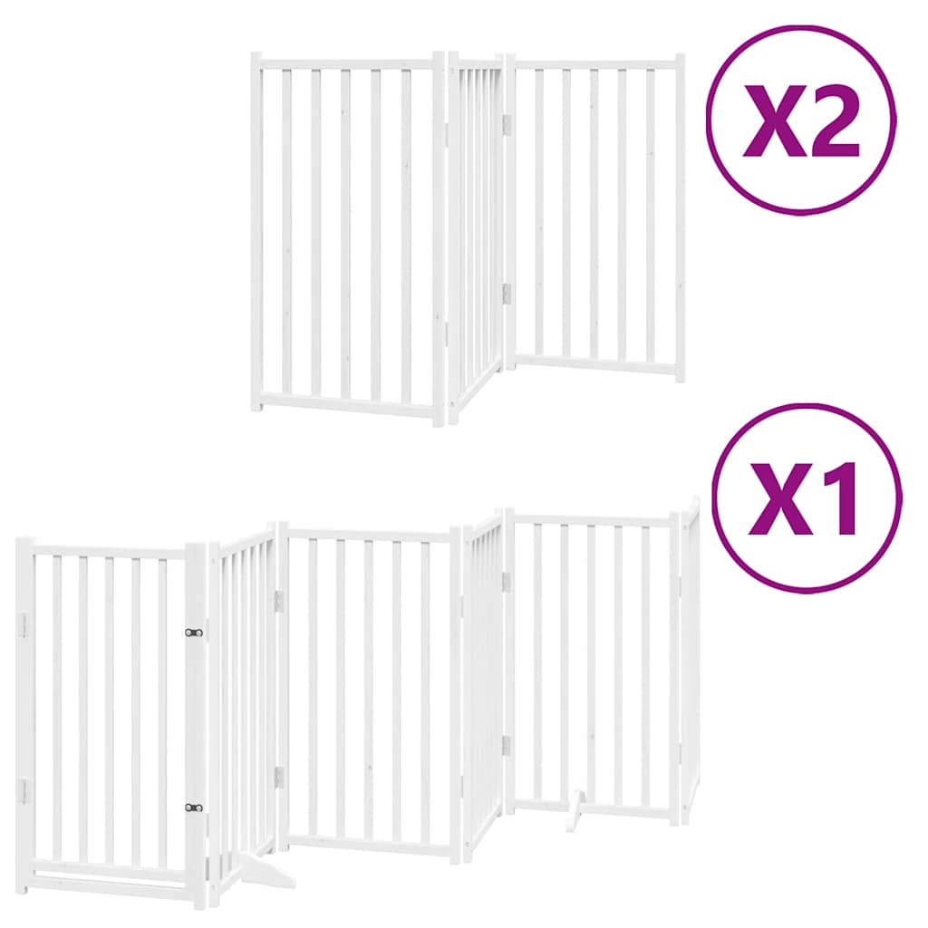 Dog Gate With Door Foldable 12 Panels 600 Cm Poplar Wood