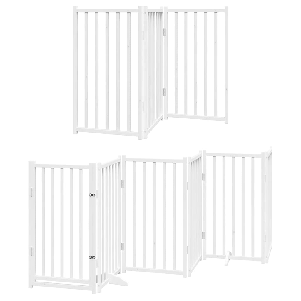 Dog Gate With Door Foldable 12 Panels 600 Cm Poplar Wood