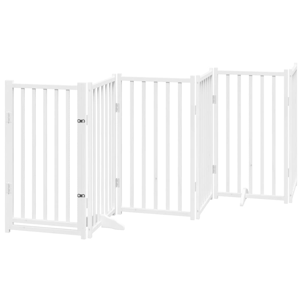 Dog Gate With Door Foldable 12 Panels 600 Cm Poplar Wood