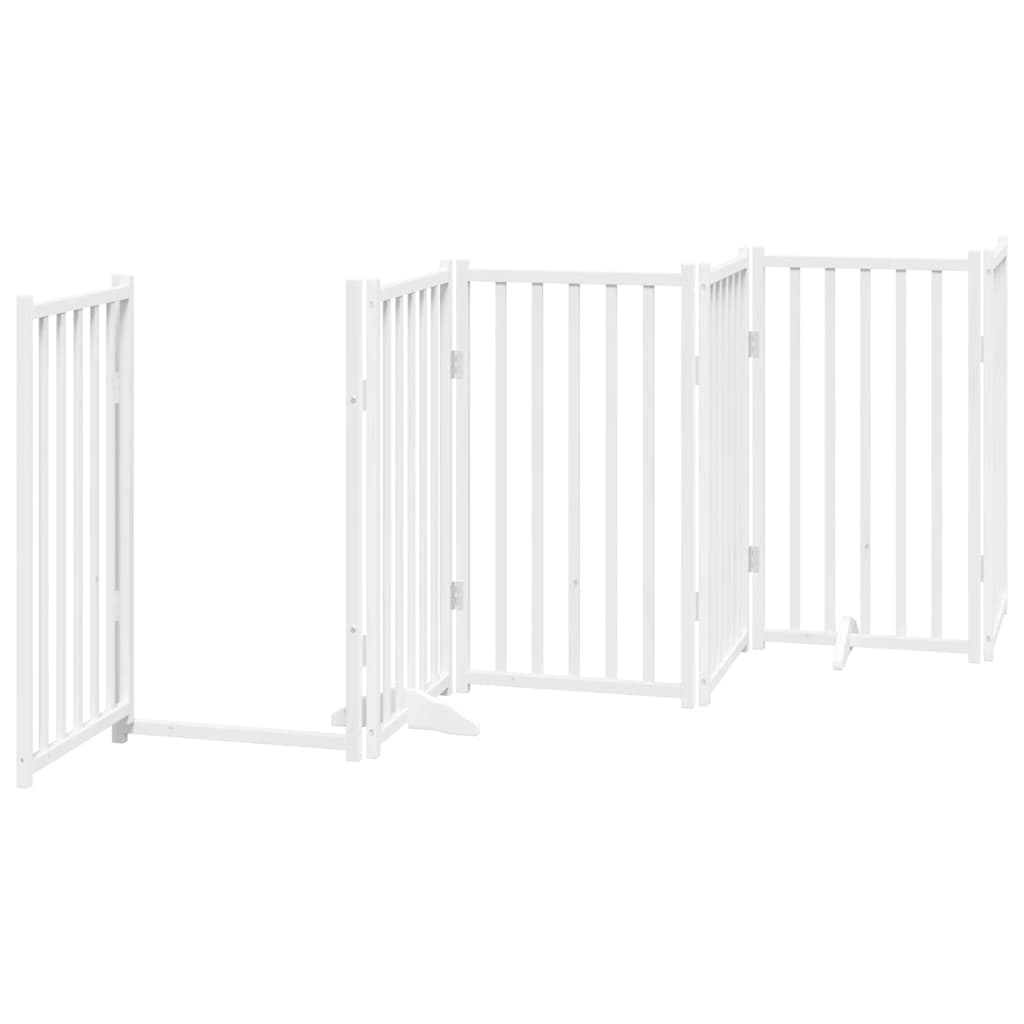 Dog Gate With Door Foldable 12 Panels 600 Cm Poplar Wood