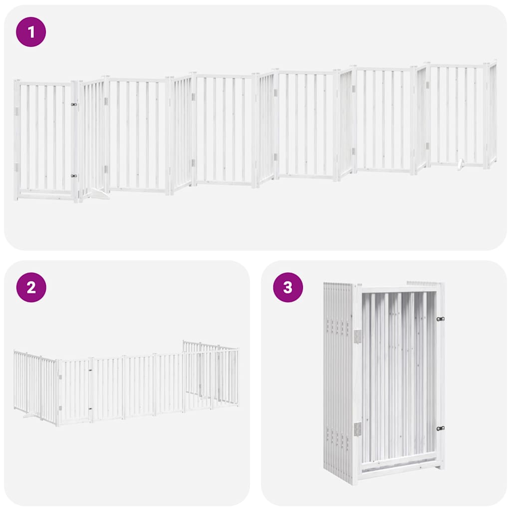 Dog Gate With Door Foldable 12 Panels 600 Cm Poplar Wood