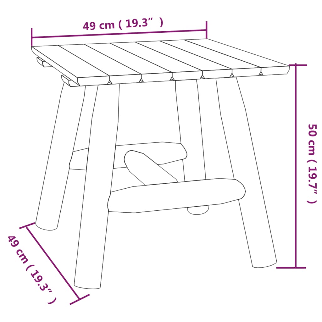 Side Table | Burned Wood | Solid Spruce Wood | Small | Durable