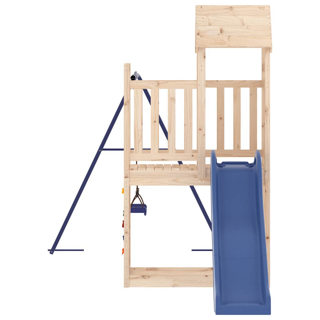 Swing Sets & Playsets Wooden Climbing Frame Kids Outdoor Playset Rockwall Slide