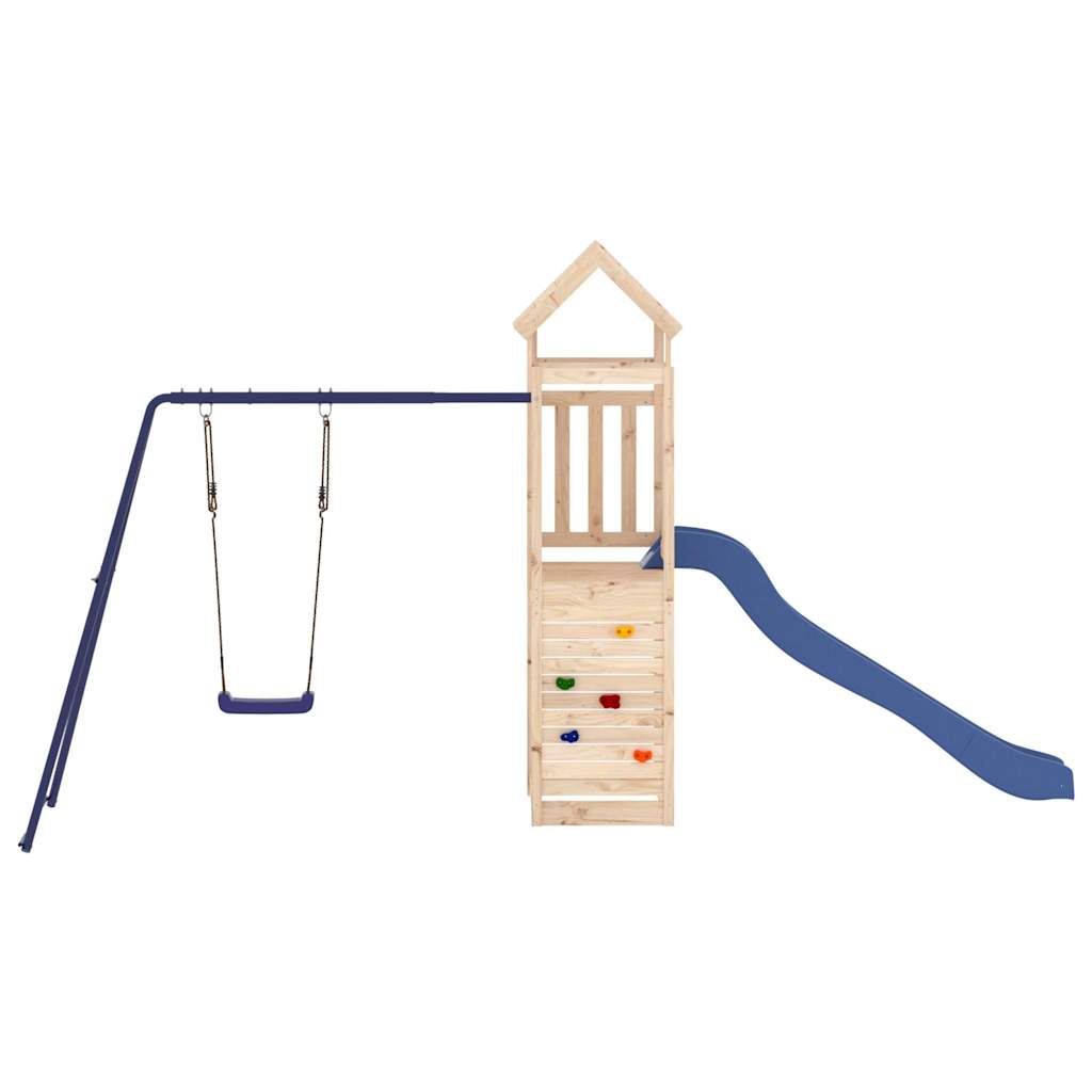 Swing Sets & Playsets Wooden Climbing Frame Kids Outdoor Playset Rockwall Slide