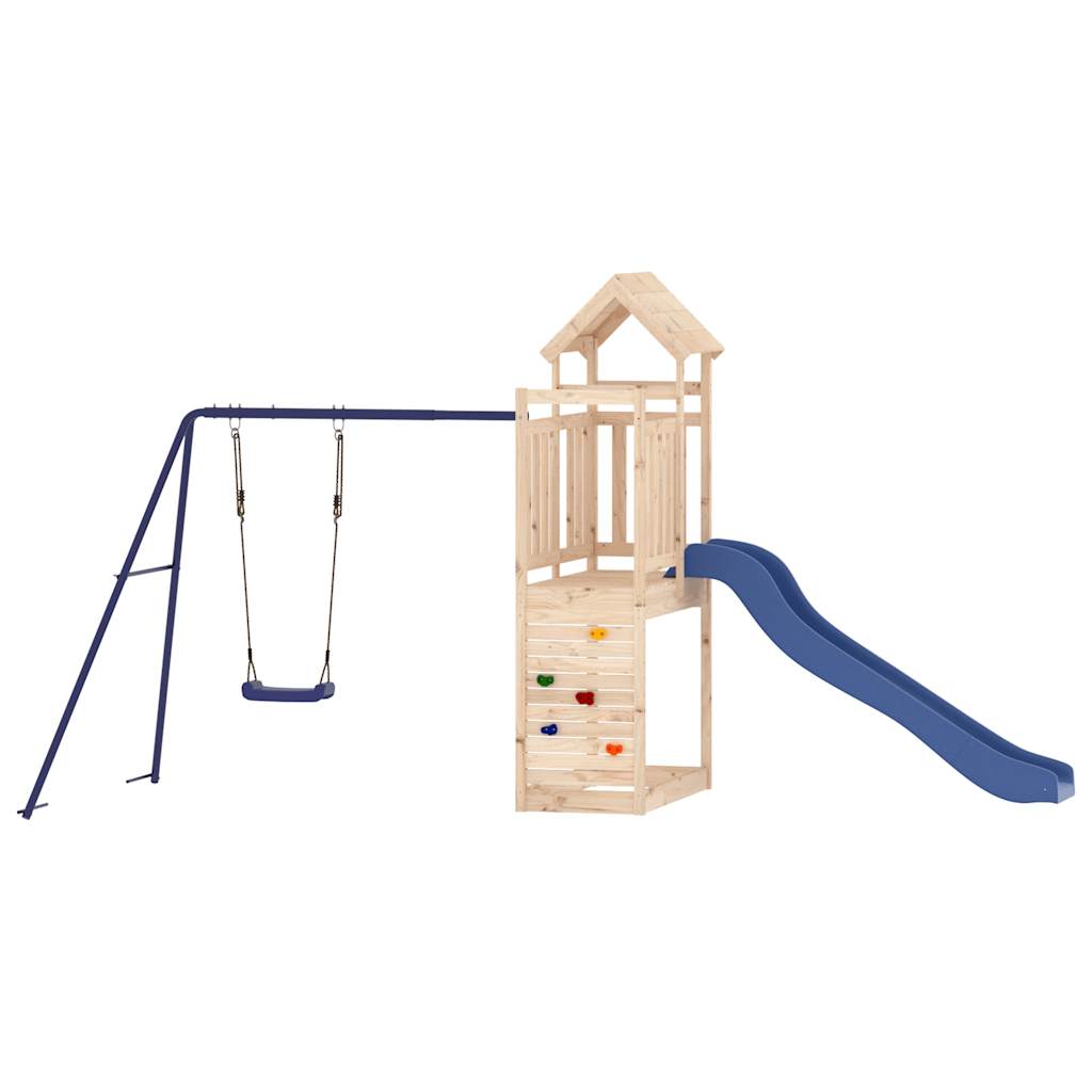 Swing Sets & Playsets Wooden Climbing Frame Kids Outdoor Playset Rockwall Slide
