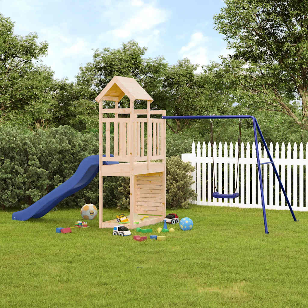 Swing Sets & Playsets Wooden Climbing Frame Kids Outdoor Playset Rockwall Slide
