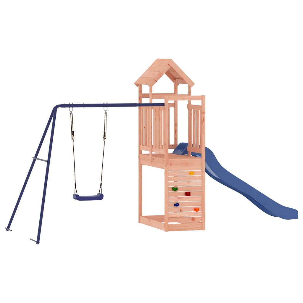 Swing Sets & Playsets Wooden Climbing Frame Kids Outdoor Playset Rockwall Slide