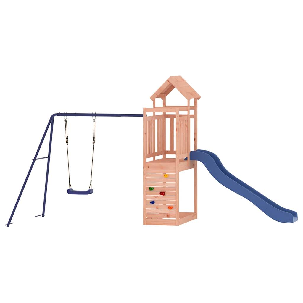 Swing Sets & Playsets Wooden Climbing Frame Kids Outdoor Playset Rockwall Slide