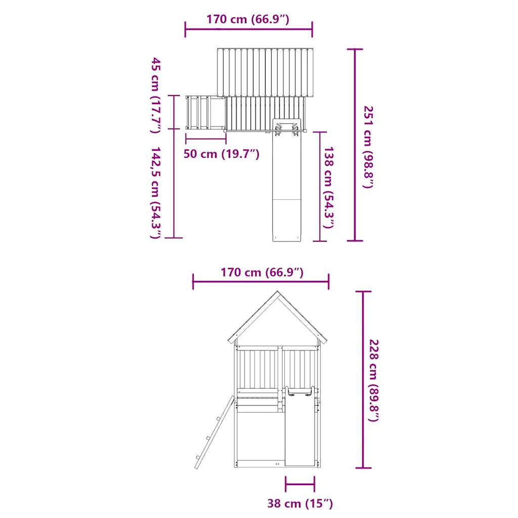 Outdoor Playset Solid Wood Pine