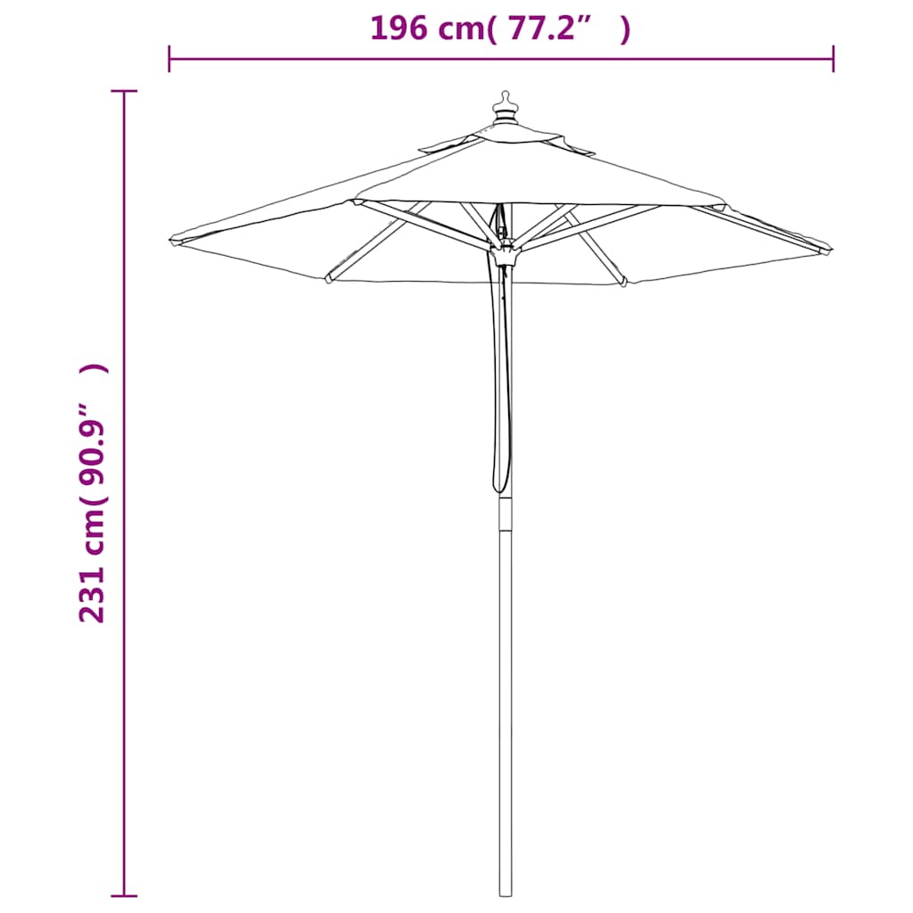Garden Parasol Wooden Pole 196X231 Cm Black Anthracite Blue Sand Red Terracotta