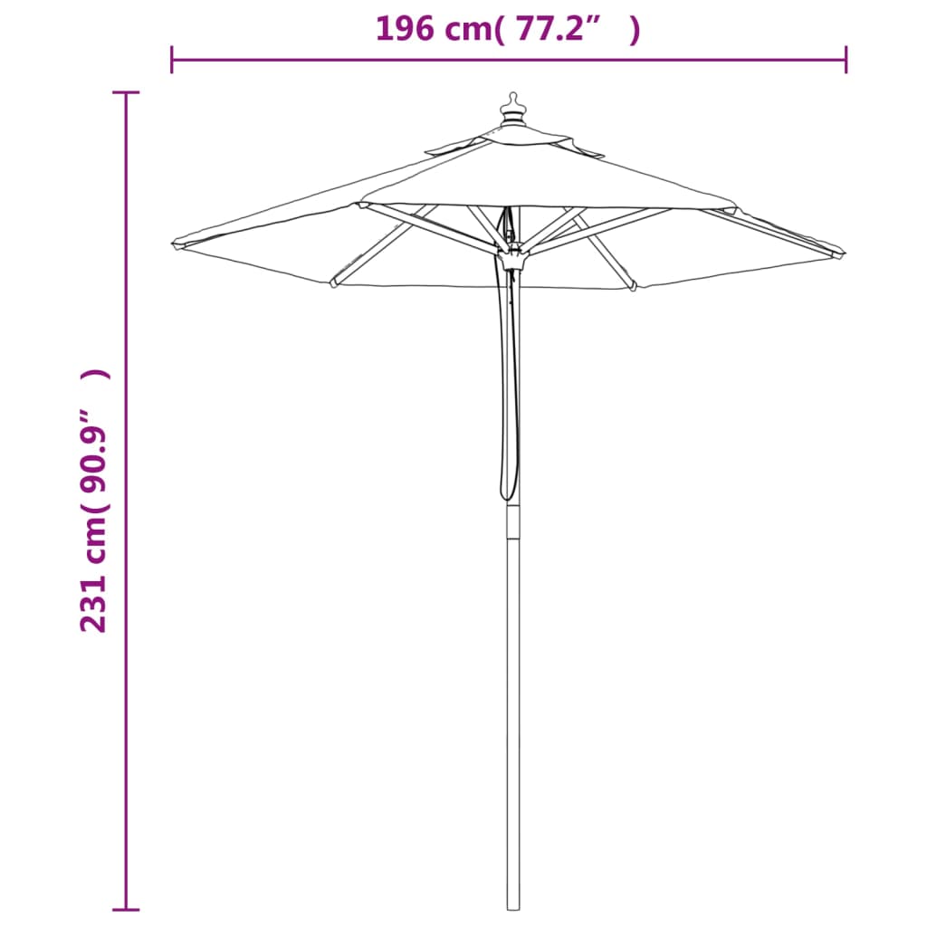 Garden Parasol Wooden Pole 196X231 Cm Black Anthracite Blue Sand Red Terracotta