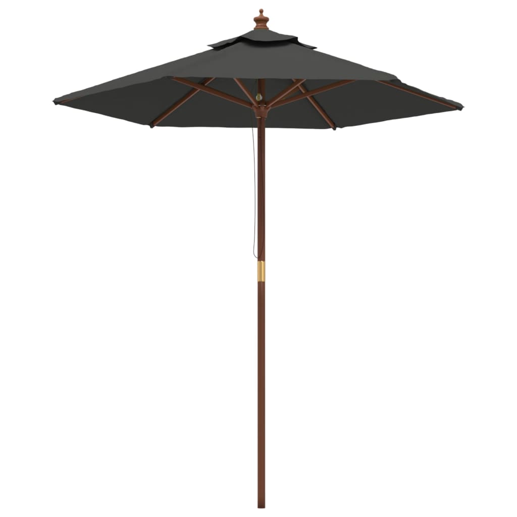 Garden Parasol Wooden Pole 196X231 Cm Black Anthracite Blue Sand Red Terracotta