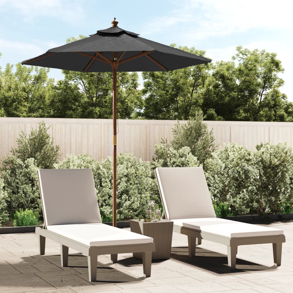Garden Parasol Wooden Pole 196X231 Cm black anthracite blue sand red terracotta