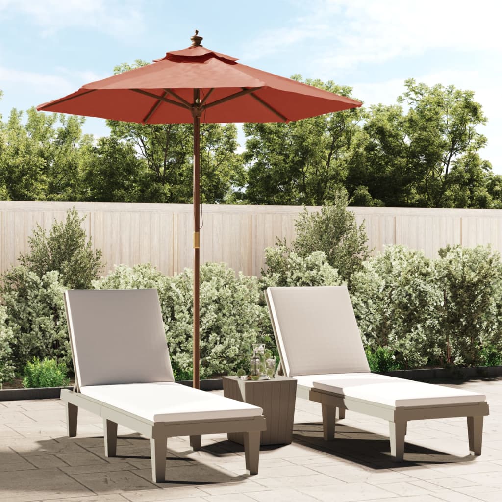 Garden Parasol With Wooden Pole 196X231 Cm