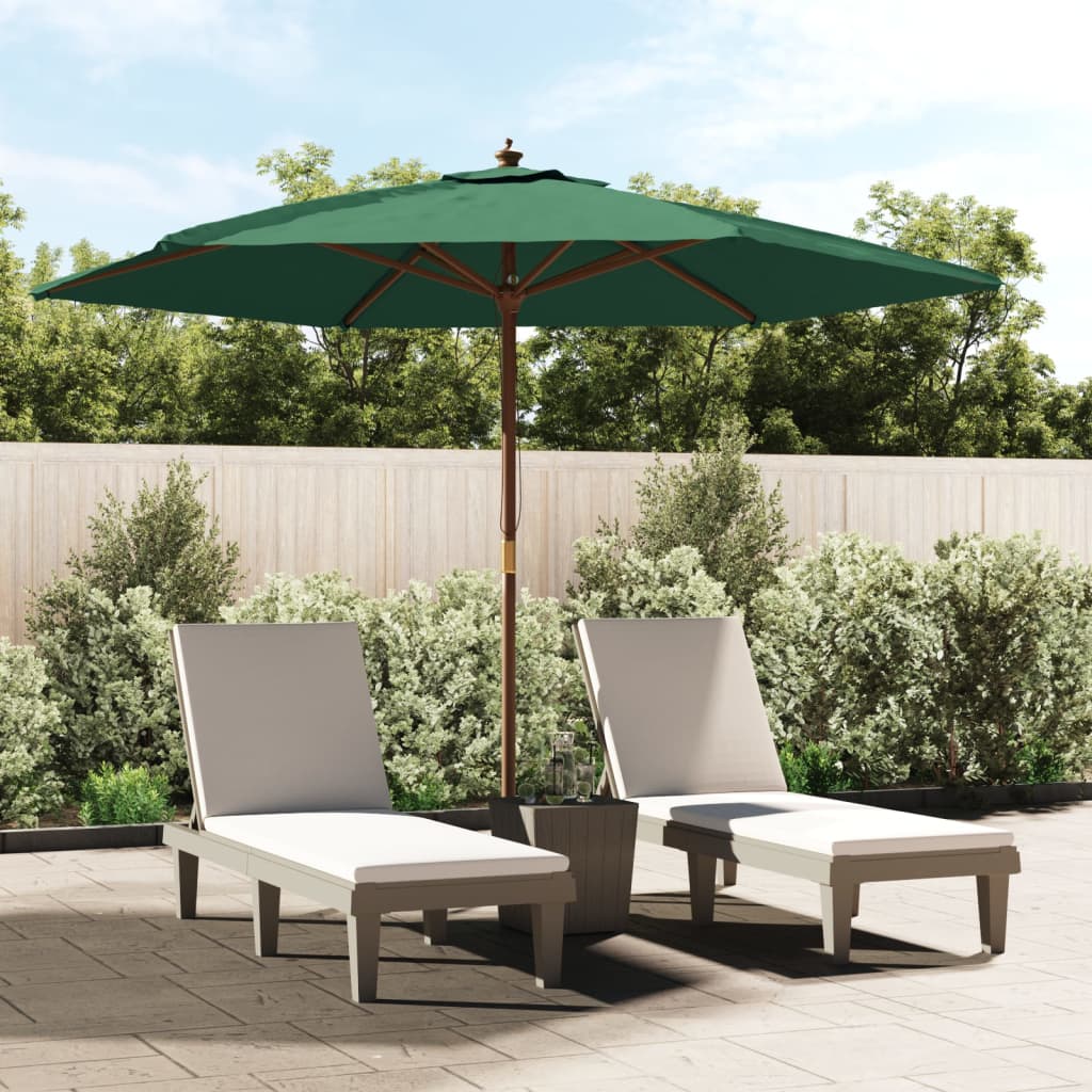 Garden Parasol With Wooden Pole Azure 299X240 Cm