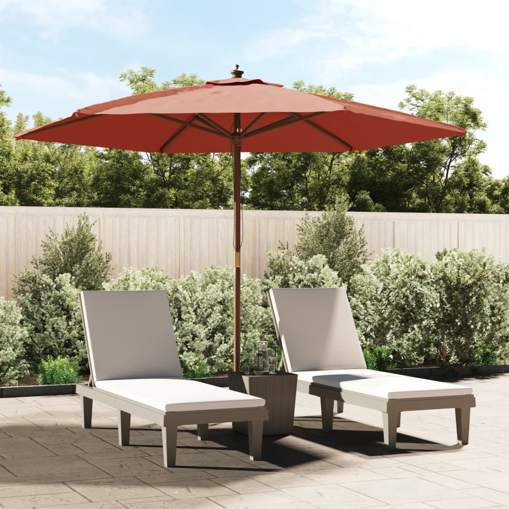 Garden Parasol With Wooden Pole Azure 299X240 Cm