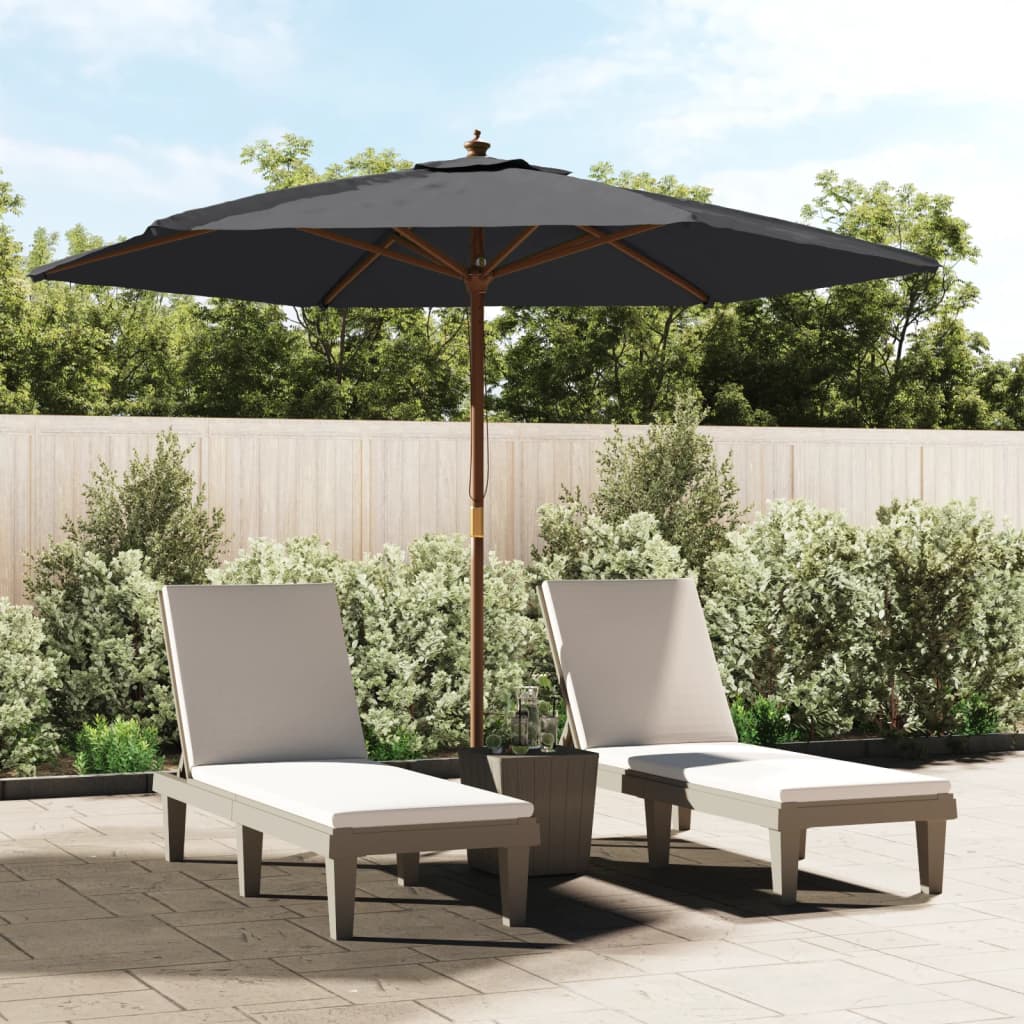 Garden Parasol With Wooden Pole Azure 299X240 Cm