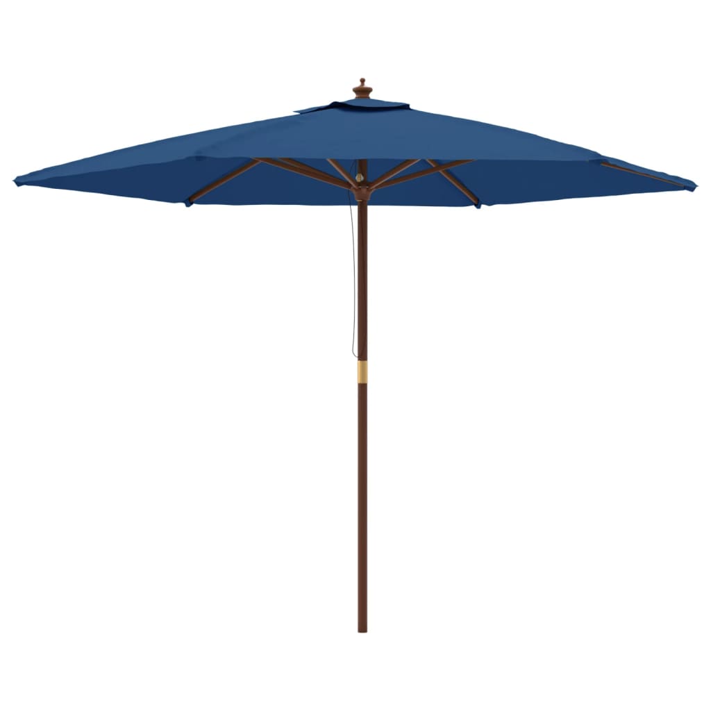 Garden Parasol With Wooden Pole Azure 299X240 Cm